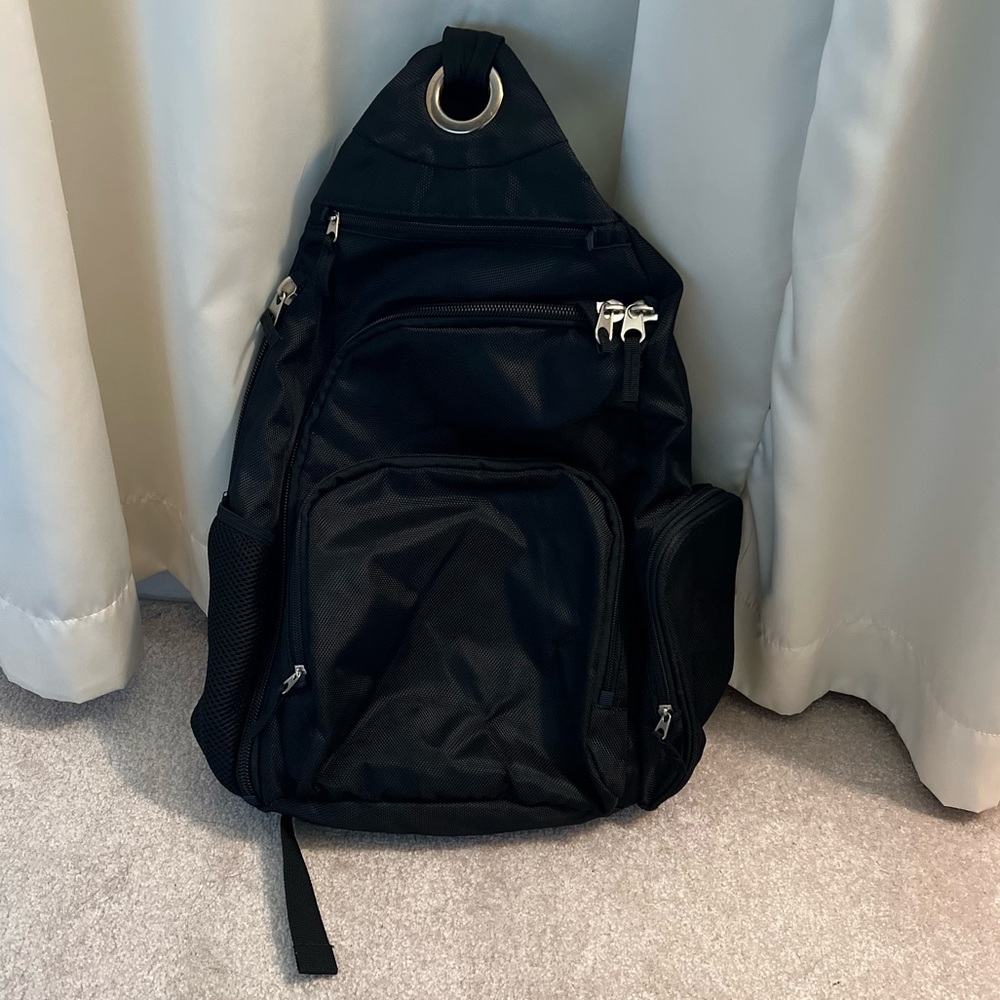 Black Nylon Sling Pack For Laptop/ IPad